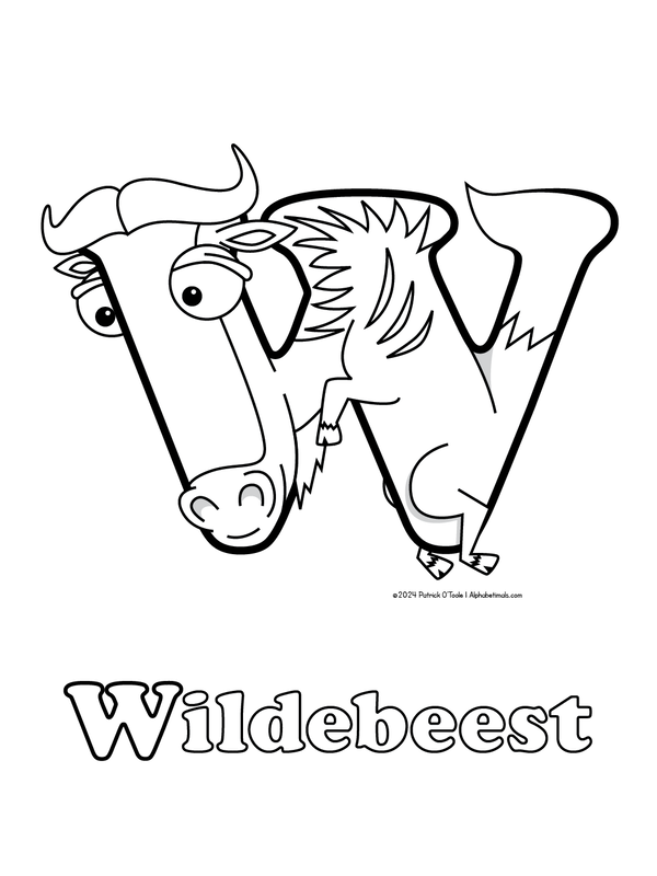 Free wildebeest coloring page
