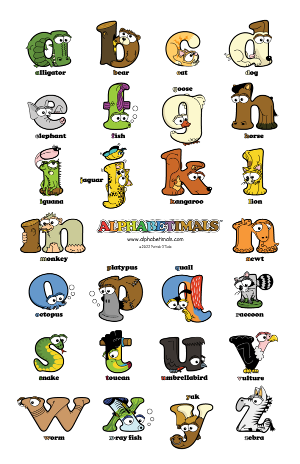 Lowercase Letters Wall Poster: Free Animal ABC Printables