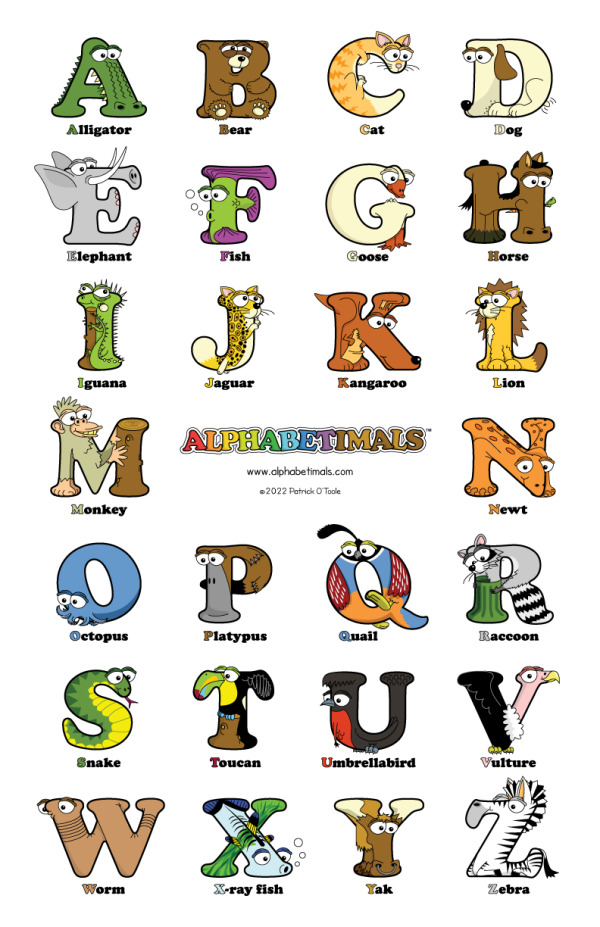 Uppercase Letters Wall Poster: Free Animal ABC Printables