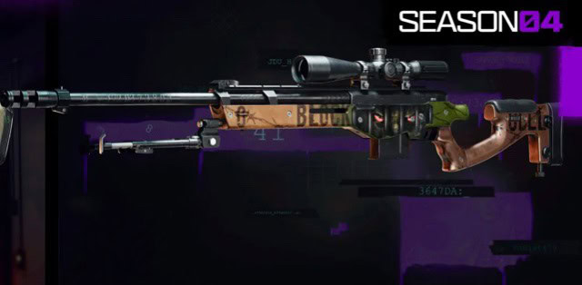 “Stitch RIP” Blueprint for LW3A1 Frostline Sniper Rifle. Available in Season 4 of Black Ops 6.