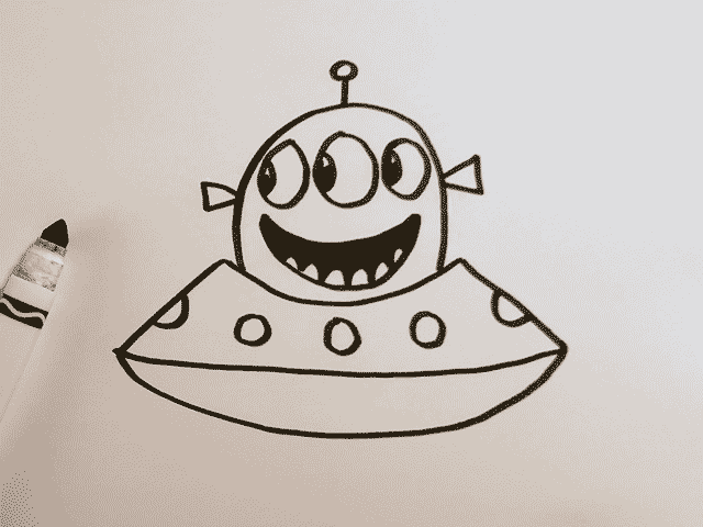 How to Draw a Cute Alien UFO Animated Cute Alien UFO Drawing