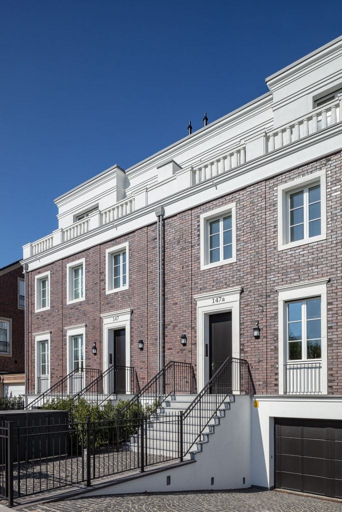 Brick facades of townhouses in Düsseldorf-Oberkassel