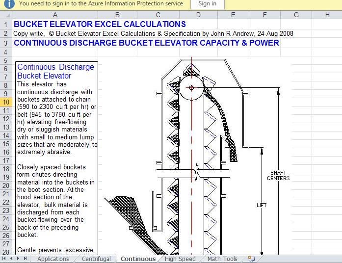 BUCKET ELEVATOR EXCEL CALCULATION INFINITY FOR CEMENT EQUIPMENT