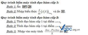 Tính đạo hàm bằng máy tính