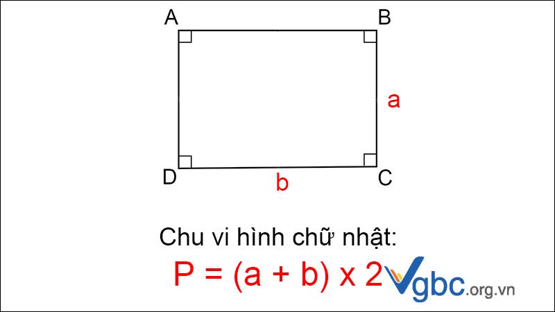 Công thức tính chu vi hình chữ nhật