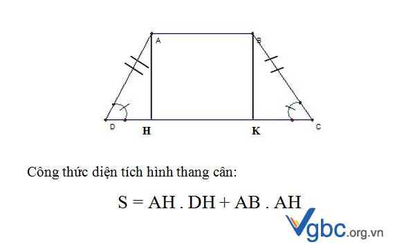 Công thức tính diện tích hình thang cân