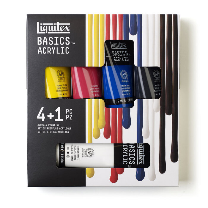 LIQUITEX BASICS Acrylfarben Set (4x75ml + 1x118ml)