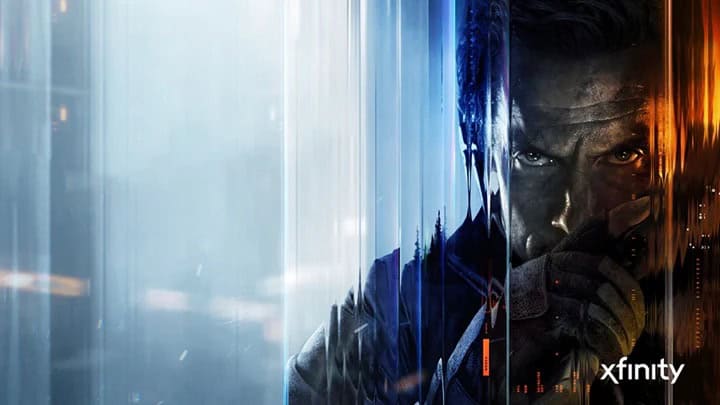 Image of the Black Ops 7 key Art with David Mason. Black Ops 7 with Xfinity logo.