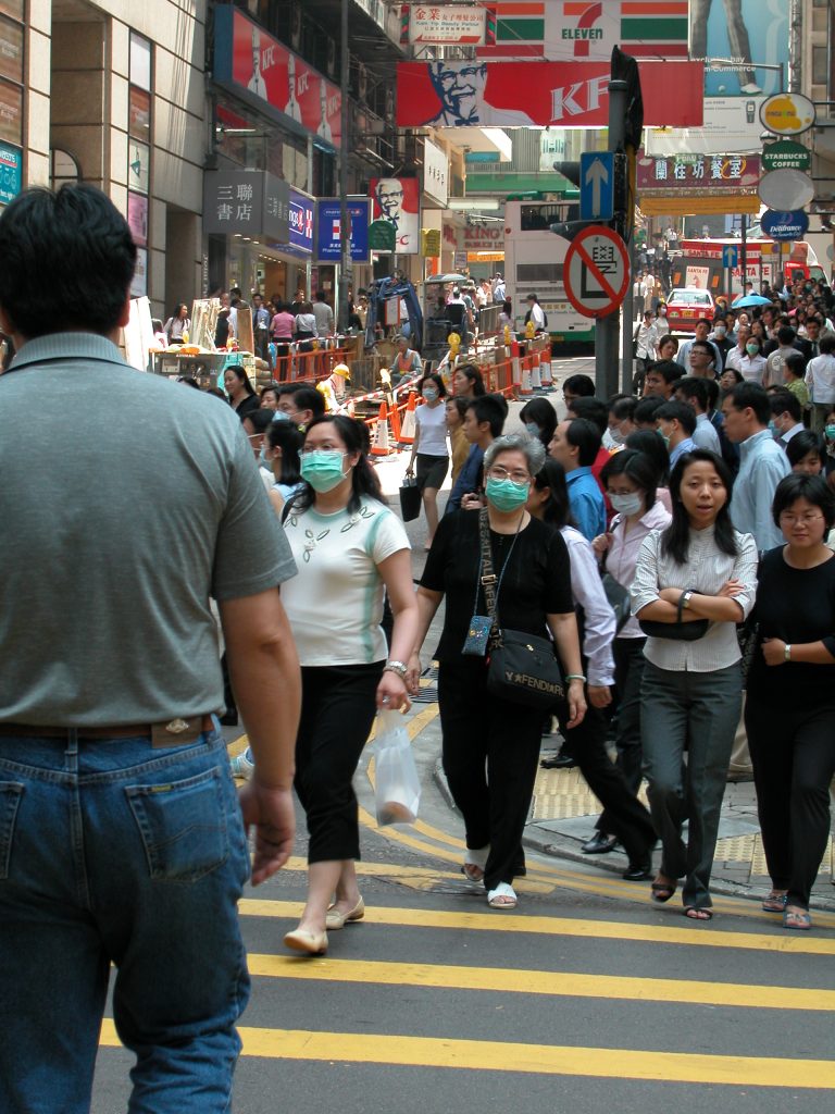 Masks vs. SARS on your lunchbreak, Hong Kong, March 2002