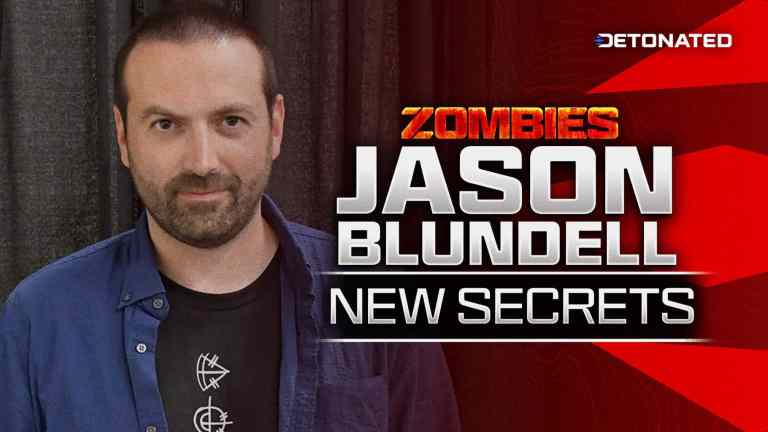 Picture of Jason Blundell with a Call of Duty Zombies Logo