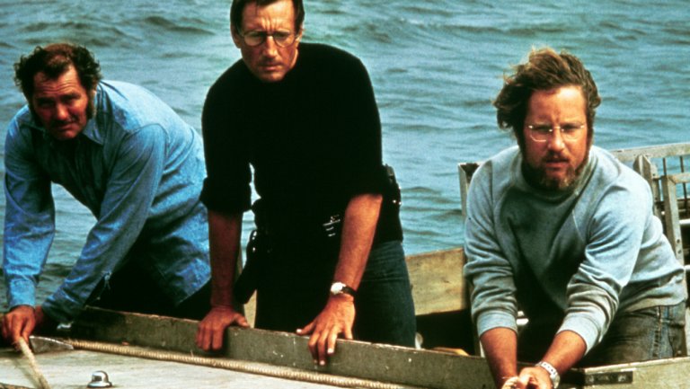 Quint, Brody and Hooper in Jaws 1975