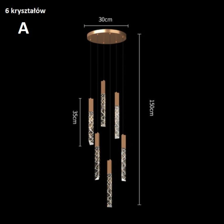 Lampa wisząca punktowa nowoczesna kryształy LED, stylowa i elegancka. Do salonu, do kuchni, na przedpokój czy nad schody.