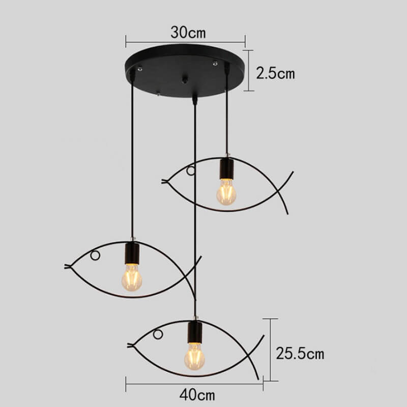 Lampa wisząca w kształcie ryby loft minimalistyczna i elegancka. Do salonu, do kuchni, do sypialni.