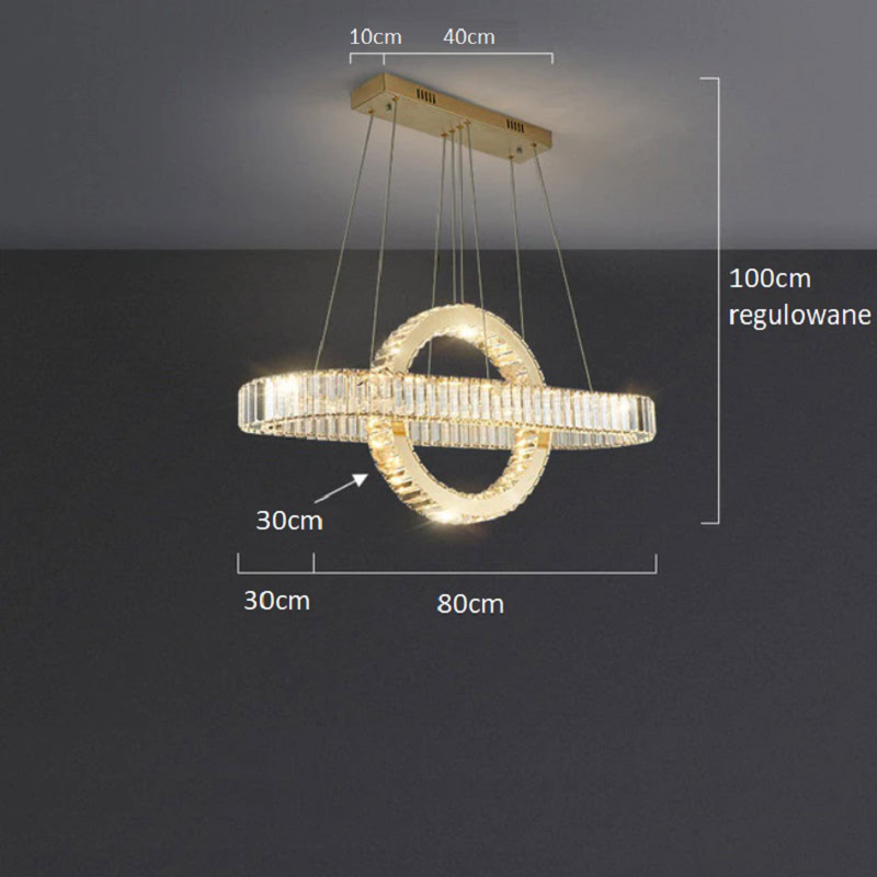 Żyrandol kryształowy Owal Ring glamour zjawiskowy i elegancki. Do salonu, do sypialni, do jadalni.