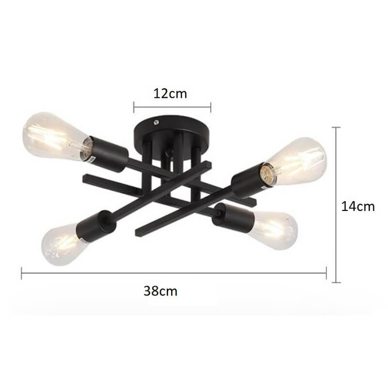 Czarna lampa sufitowa żarówki loft minimalistyczna, elegancka, stylowa. Do sypialni, do kuchni, do salonu.
