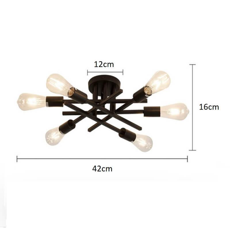 Czarna lampa sufitowa żarówki loft minimalistyczna, elegancka, stylowa. Do sypialni, do kuchni, do salonu.