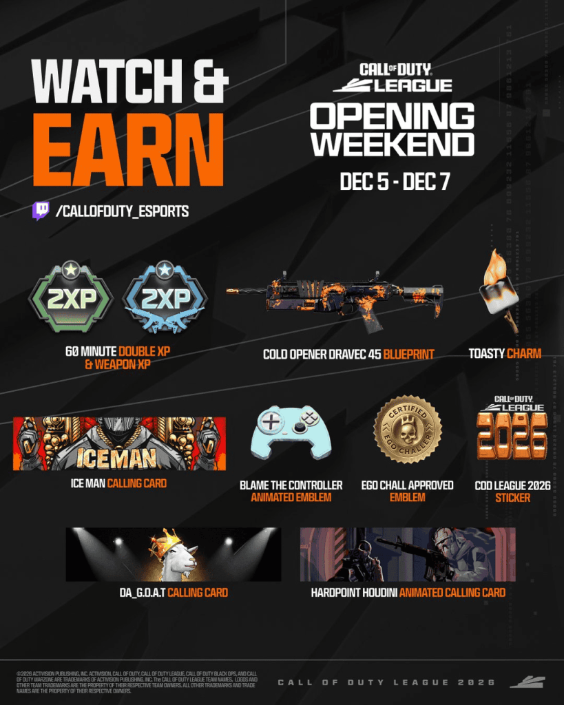 All CDL 2026 Opening Weekend Rewards in Black Ops 7