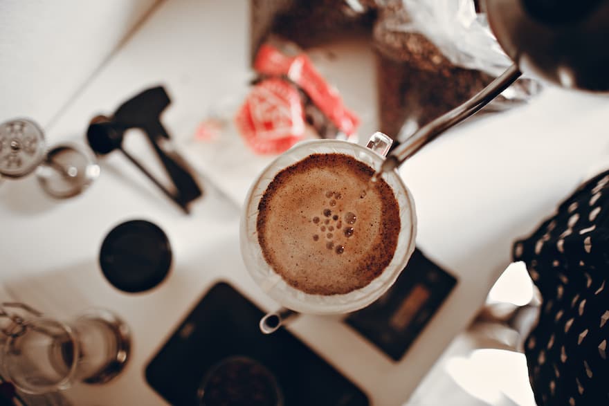 Overhead shot of pour over coffee