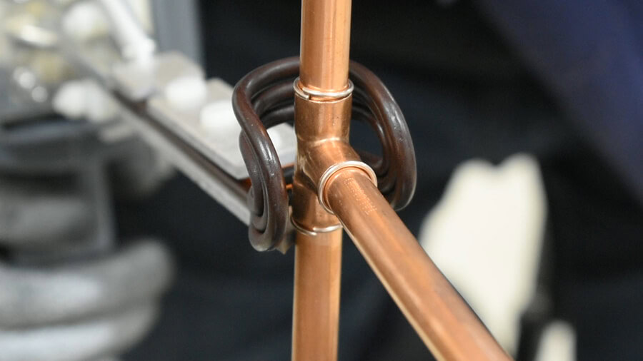 Induction brazing of copper pipes