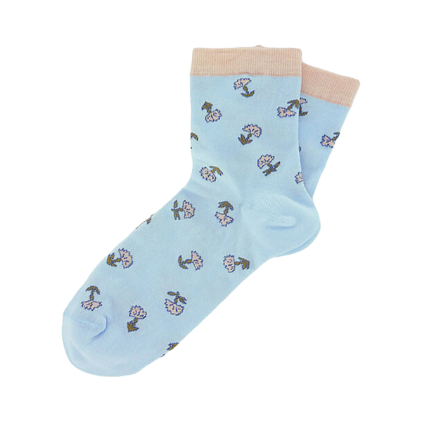 chaussette fleurs bleu marchande mode