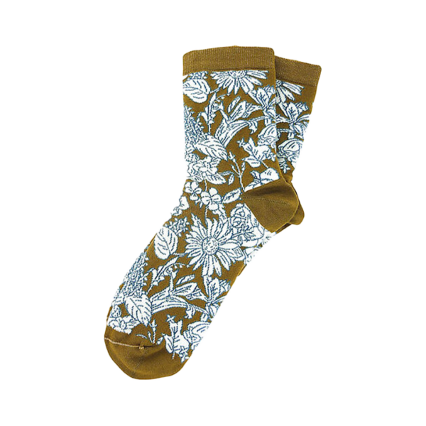 chaussette fleurs marron marchande mode