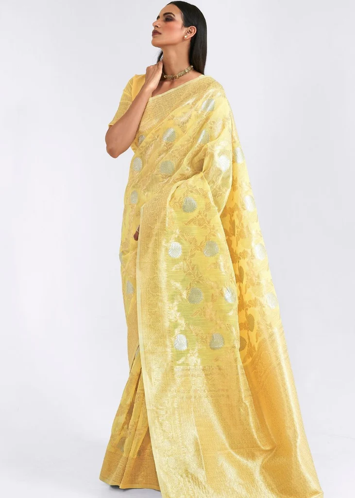Sunshine Soiree: Captivate in a Party Wear Saree in Yellow