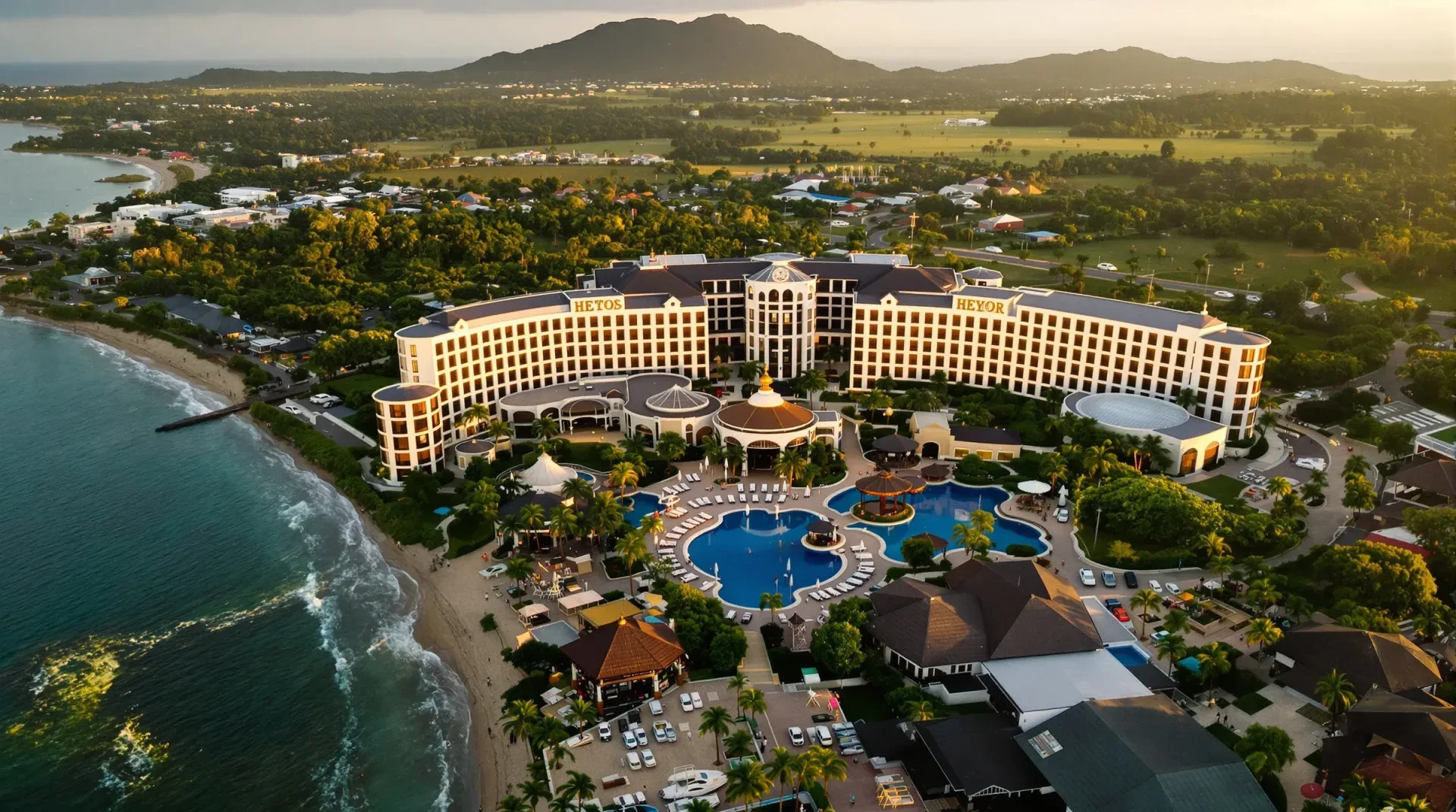 Vídeo corporativo y publicidad con drone profesional en hotel resort