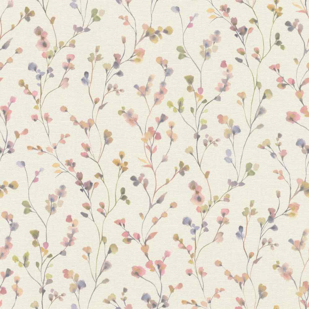 Papel pintado hojas pequeñas rosas