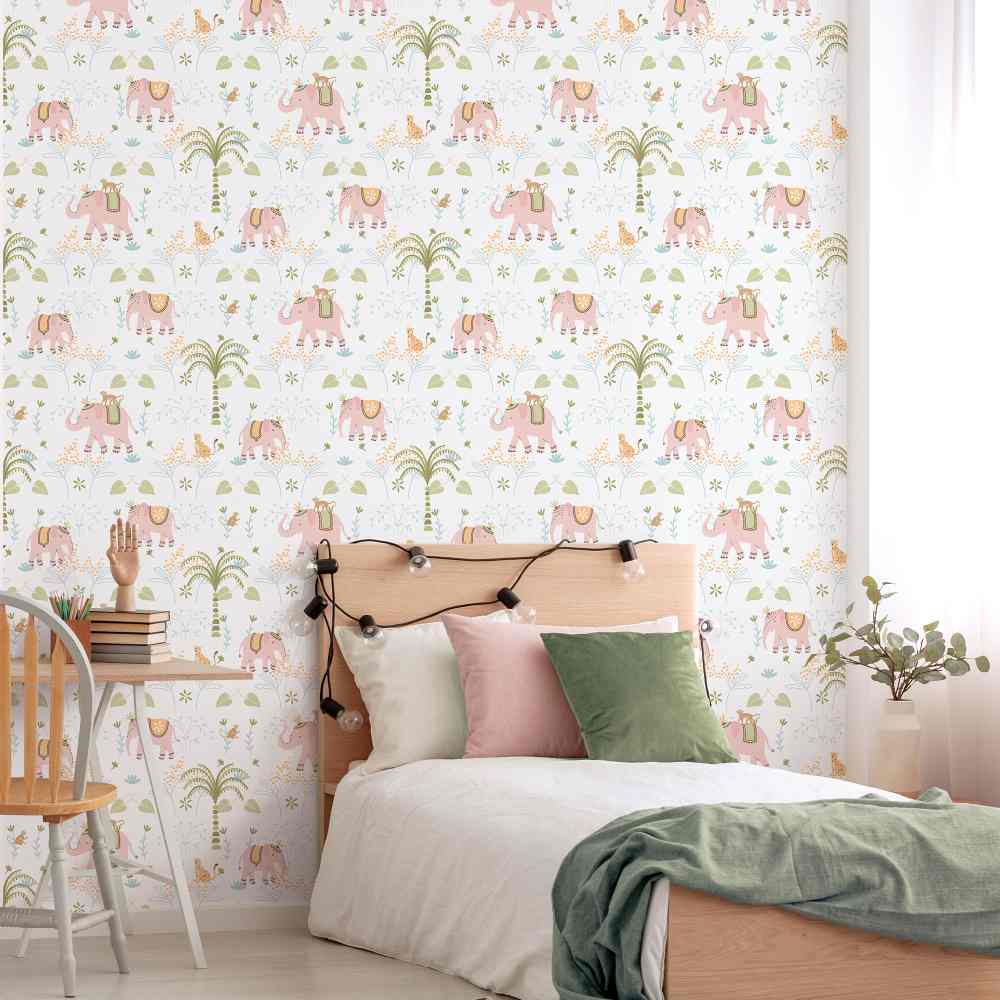 Papel pintado Elefantes rosas