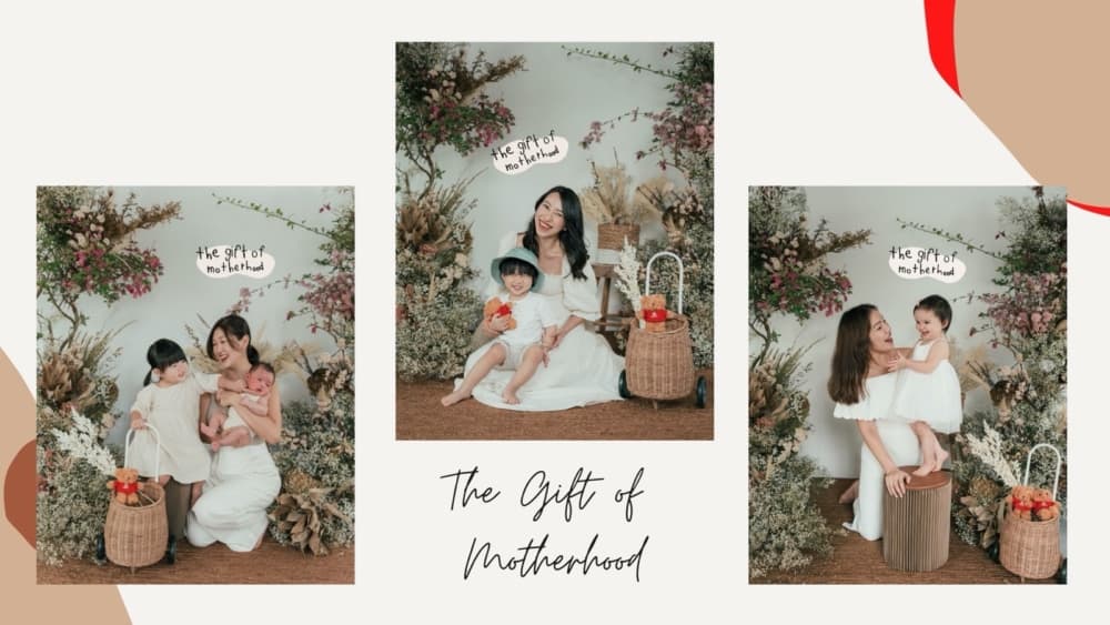 mothers with children and flower decorations