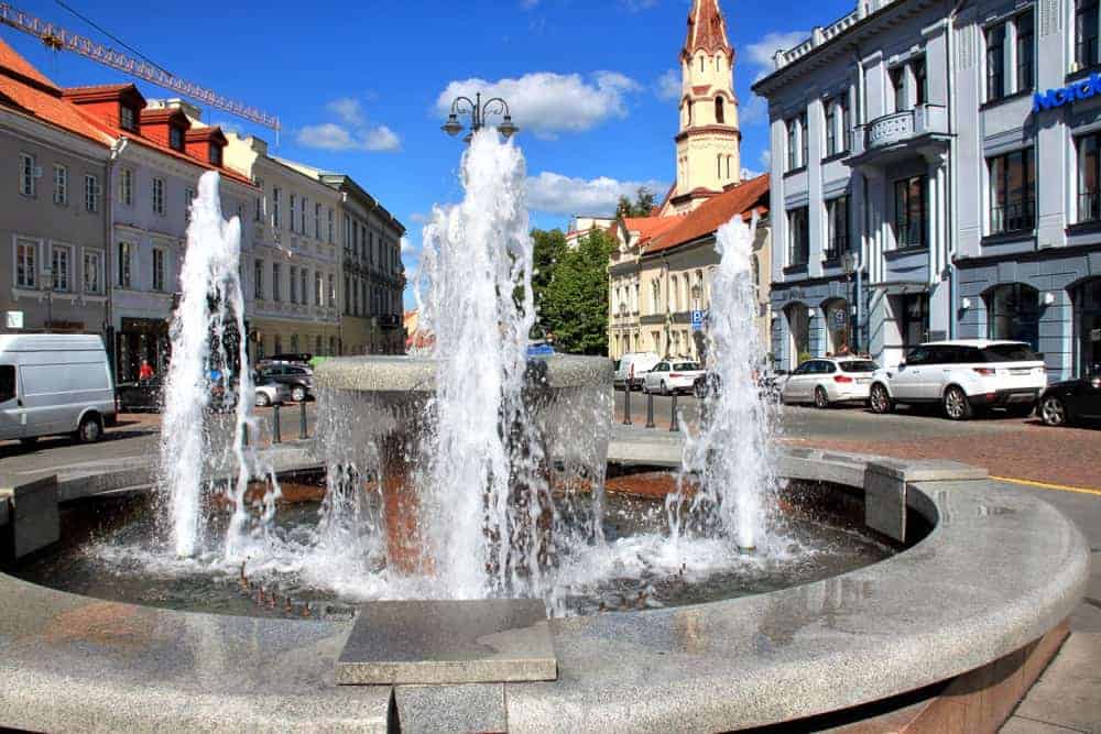 Fountain at Town Hall Square in Vilnius