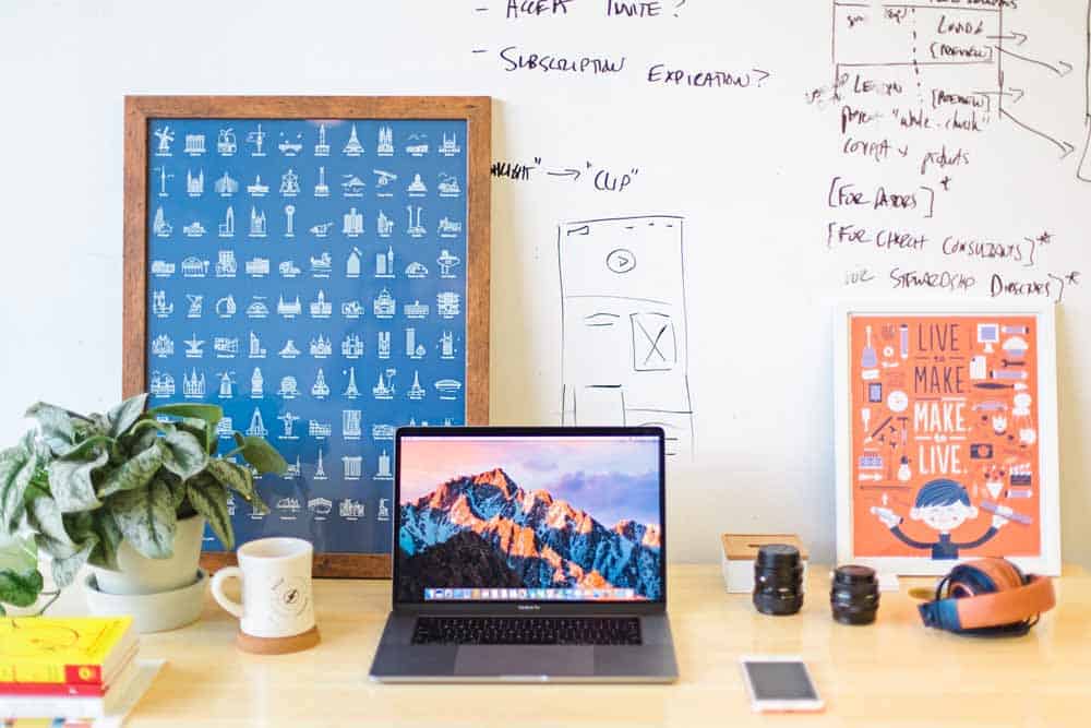 laptop of designer on table