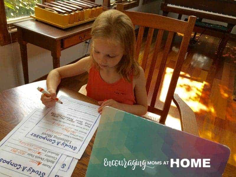 Teach Music in Homeschool Using the Study-A-Composer Printable Pack freebie. 3 Simple Ways a Non-Musical Mom can Teach Music in her Homeschool. Encouraging Moms at Home.