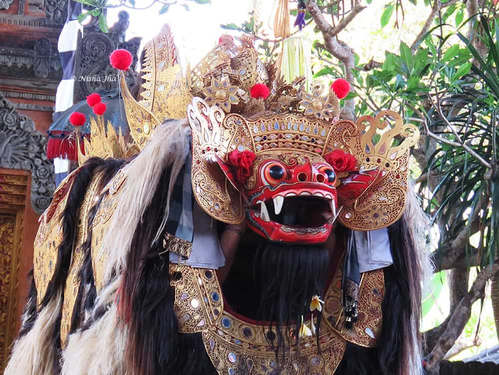 Barong, a lion like creature, the king of the spirits. He protects the people against all evil. bali ubud