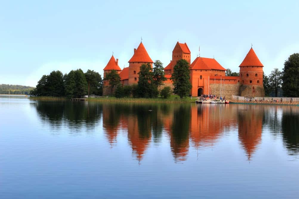 Trakai castle lake red