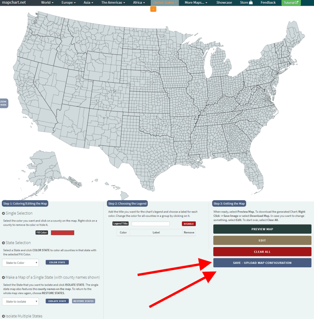 mapchart config upload process button
