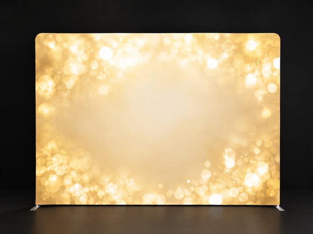 Jasne tło fotograficzne Champagne Glow ze złotym bokeh wokół jaśniejszego środka
