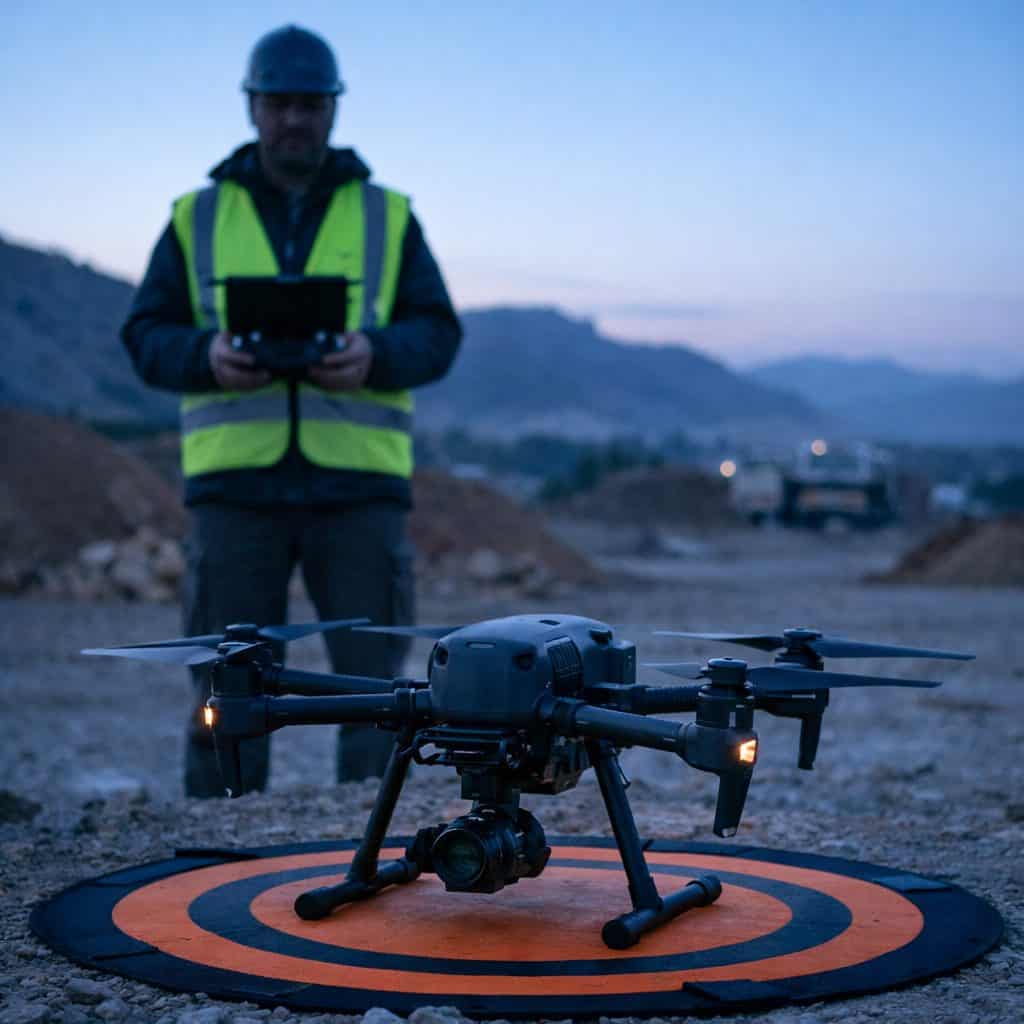 Piloto profesional de drones en jornada de rodaje