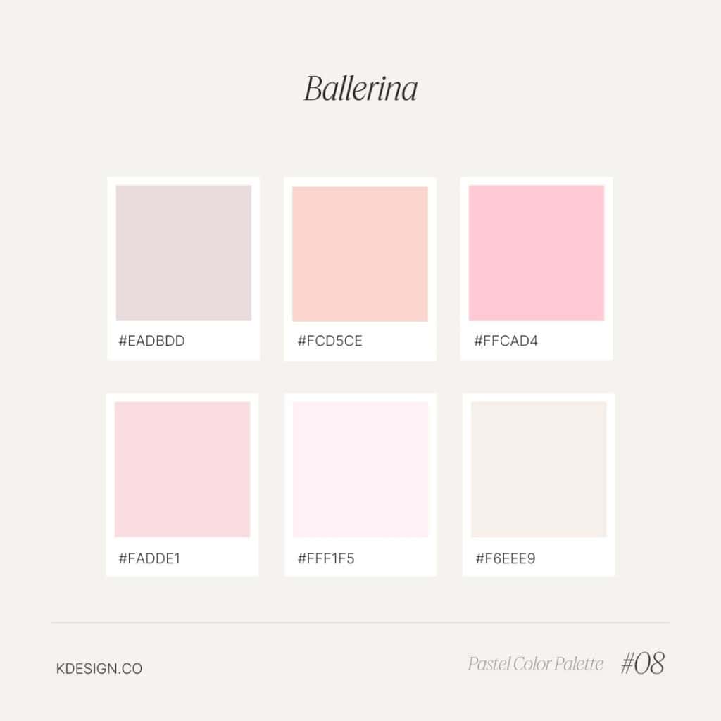 ballerina, blush pink and light pink pastel color palette