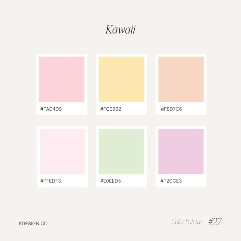 kawaii color palette, pink and mint
