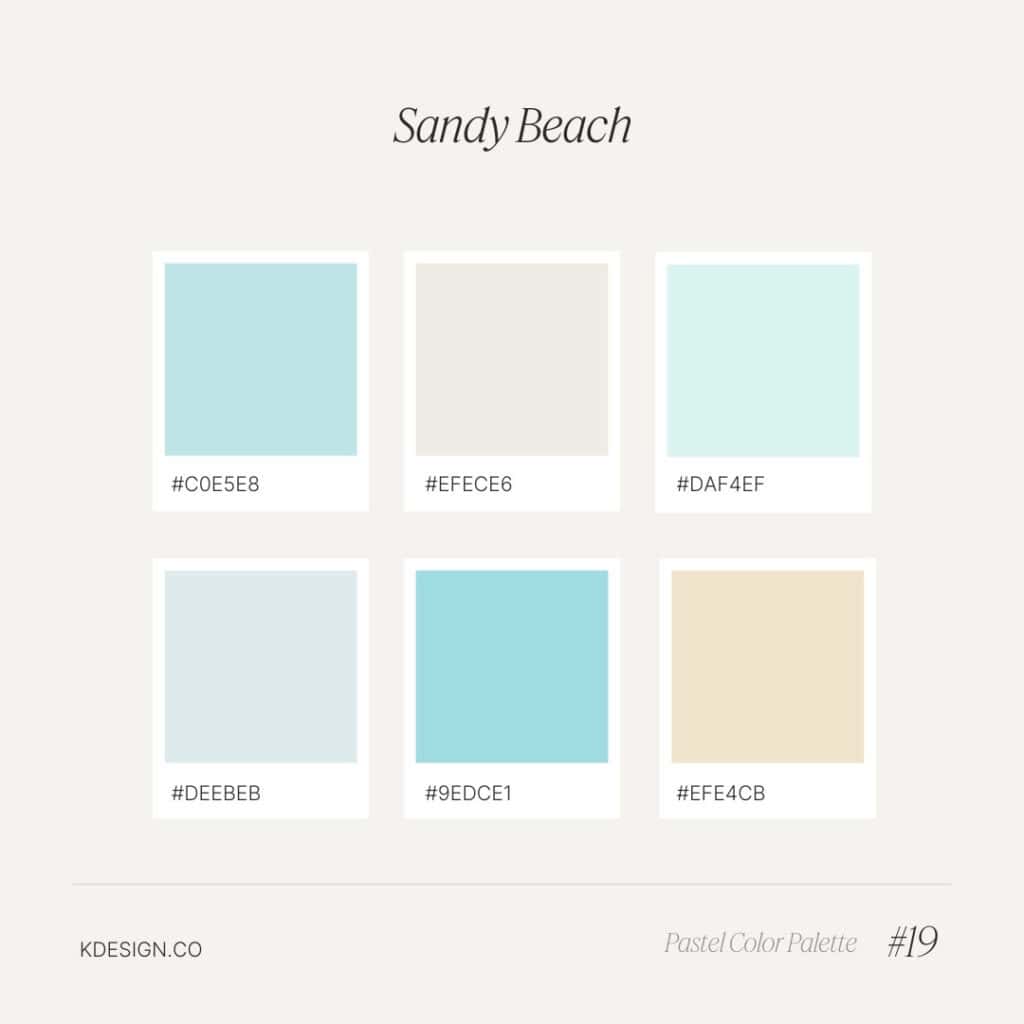blue and aqua and neutral pastel color palette, inspired by a sandy beach