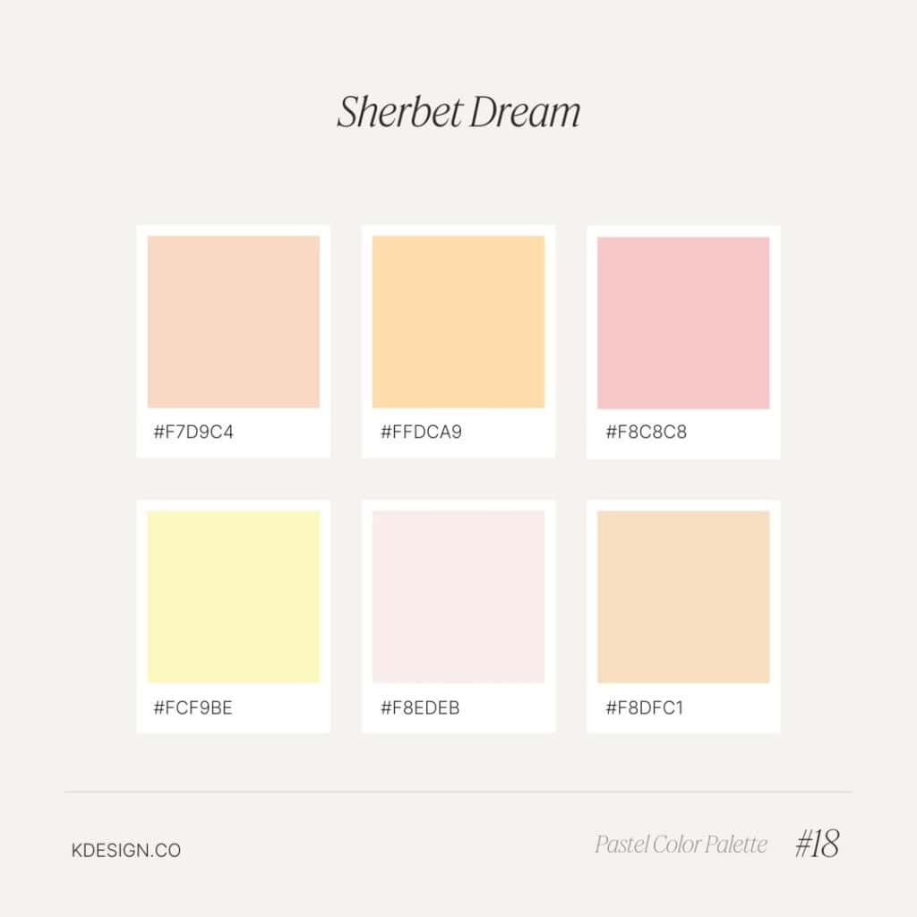 peach, pink and yellow pastel color palette, inspired by sherbet