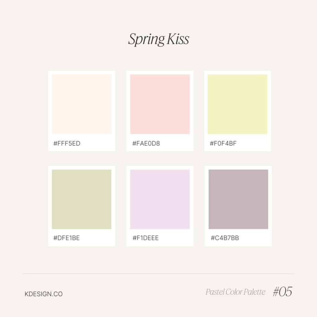 spring inspired pastel color palette with light pinks and greens