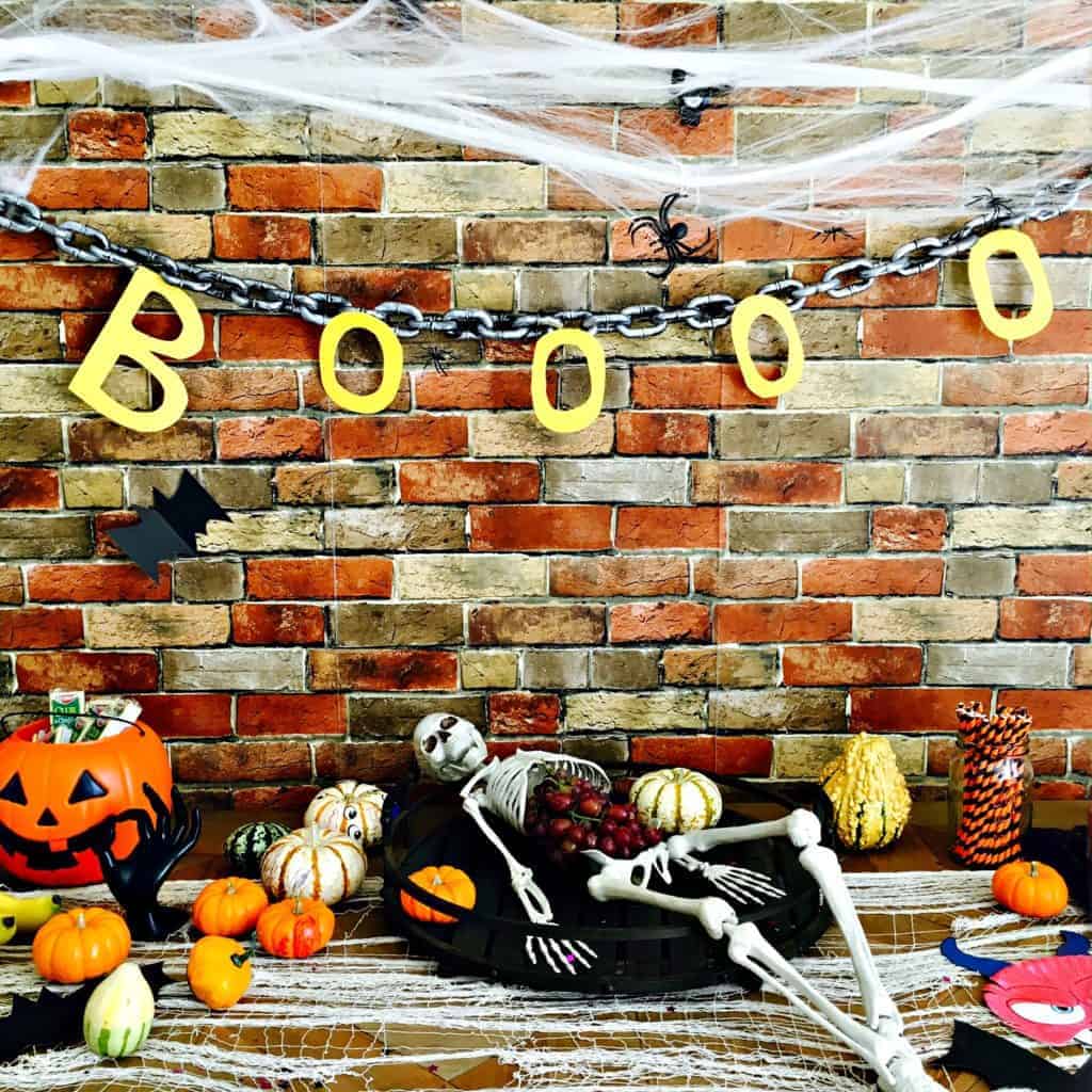 Table set up for a Halloween party