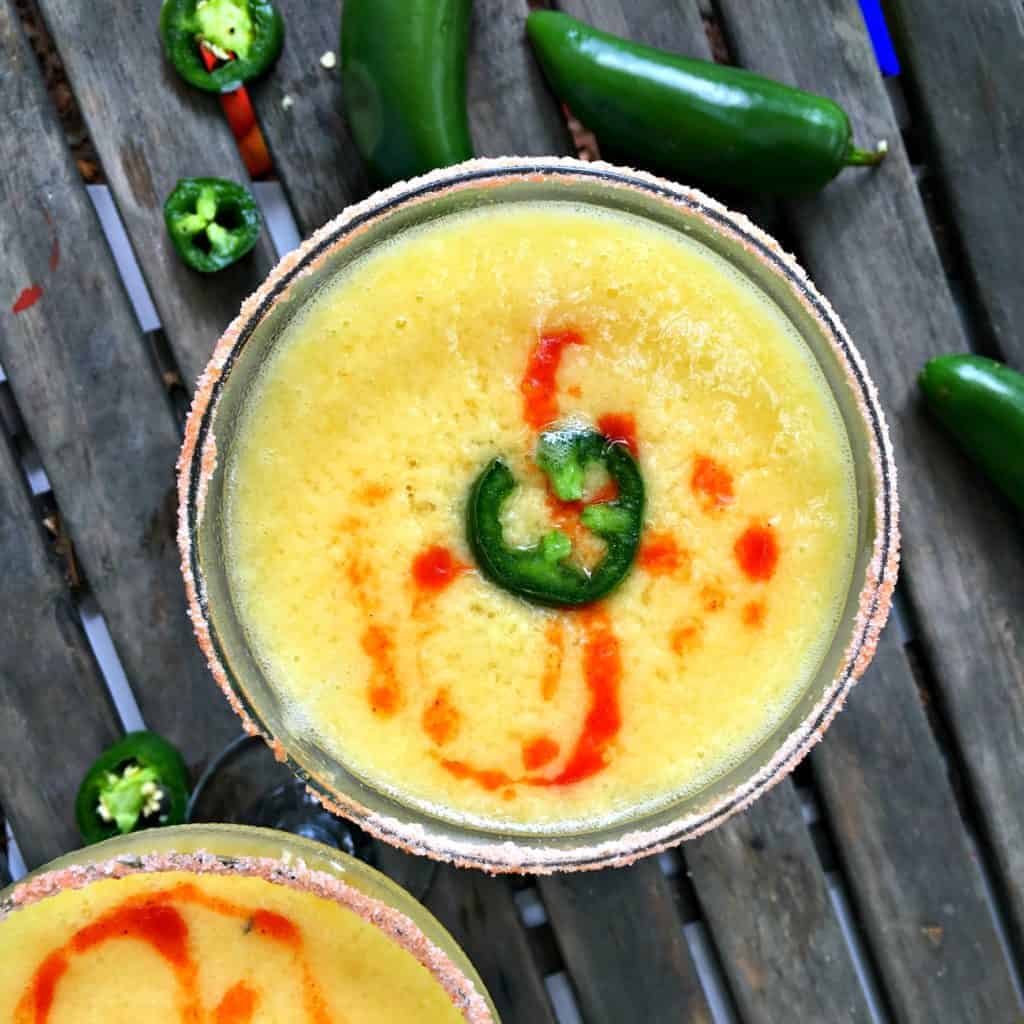 spicy margarita with jalepeno and hot sauce