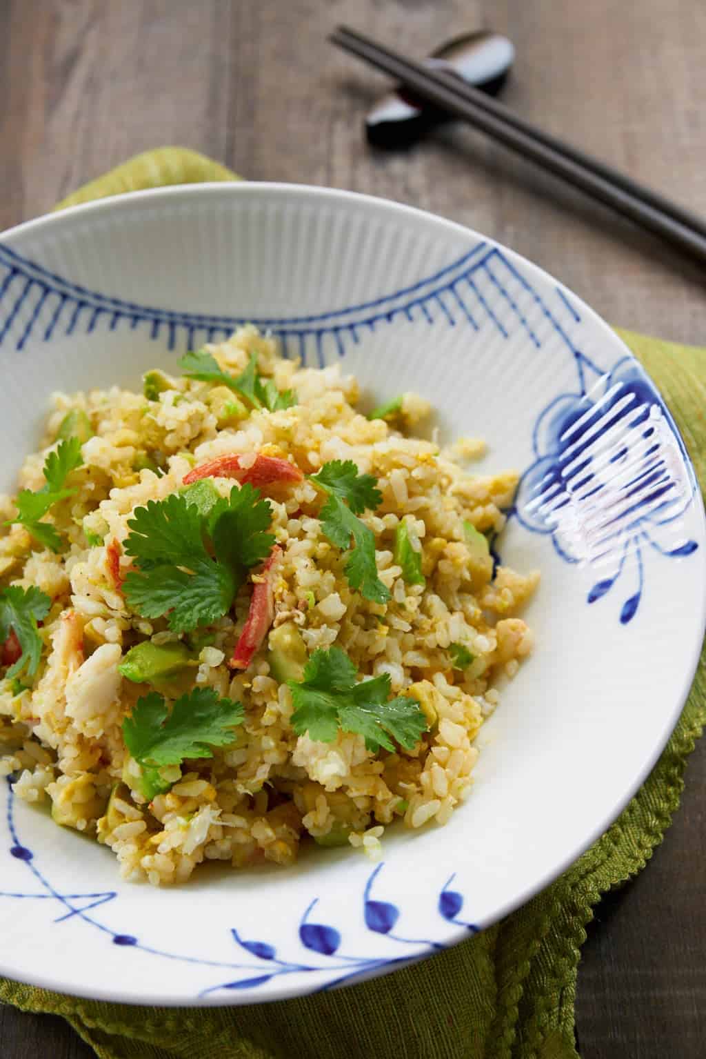 Avocado Crab Fried Rice Recipe Creamy avocado and briny crab make this easy fried rice delicious and colorful.