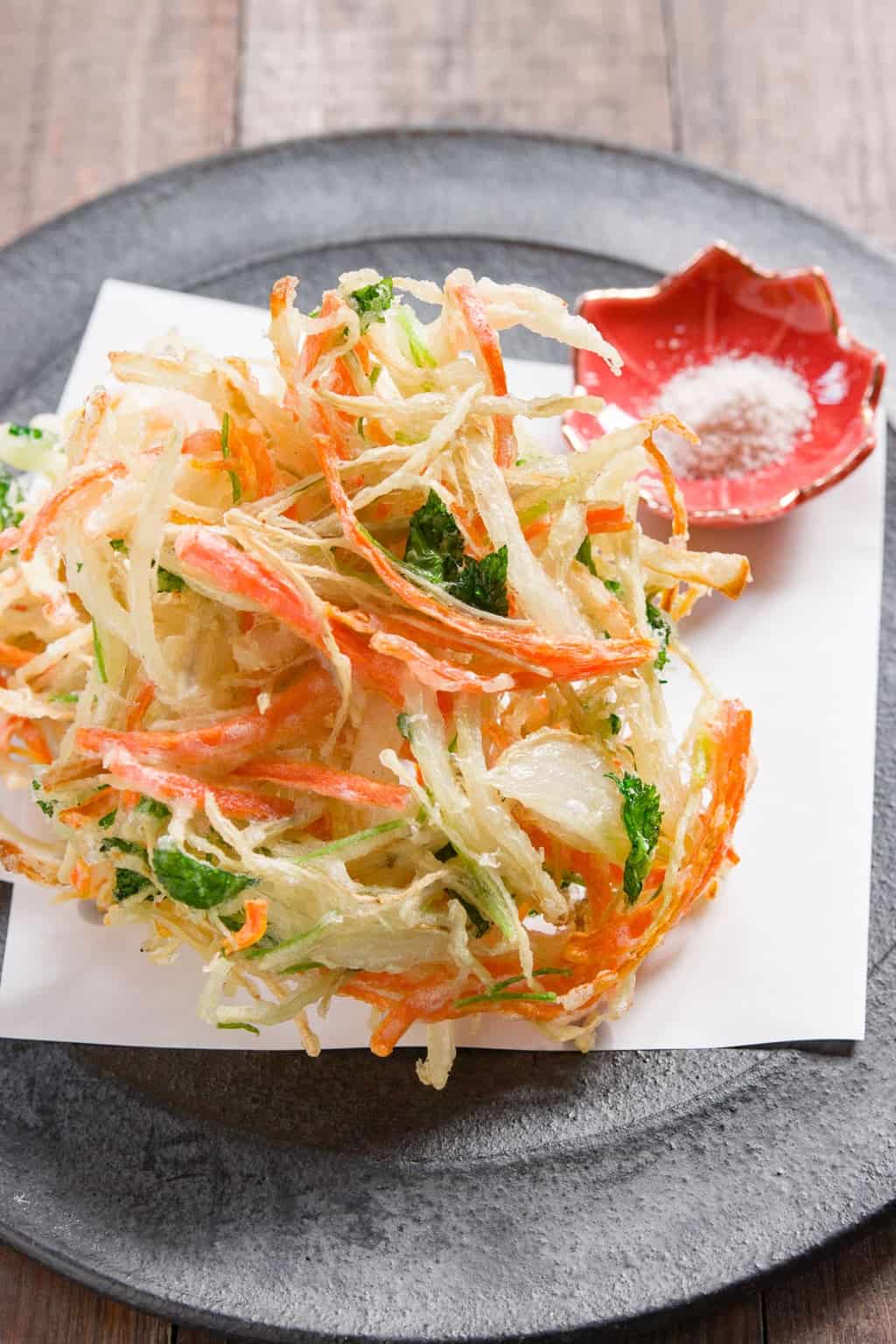 Kakiage (Vegetable Fritter) Recipe Crispy and delicious, Kakiage are Japanese fritters made with vegetables such as onions and carrots held together with a small amount of tempura batter.