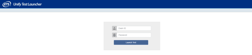 TOEFL Home Login Screen