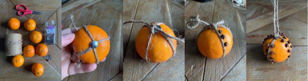 direction collage for clove studded orange pomander