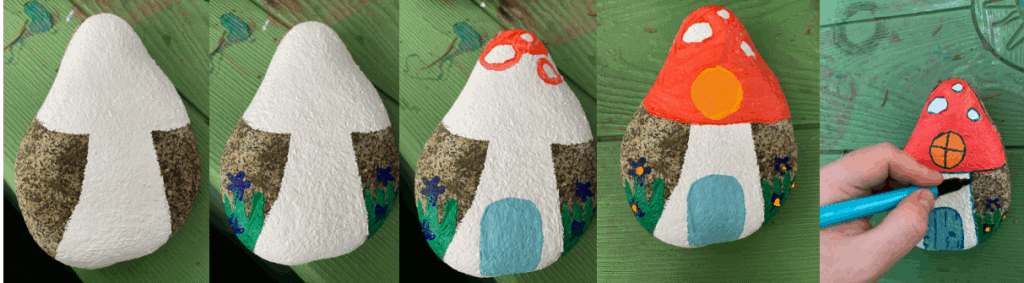 steps for painting a rock fairy house